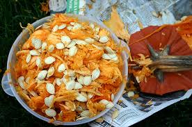 A bowl of pumpkin seeds from