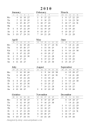 printable calendar 2010