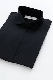 black wing collar shirt