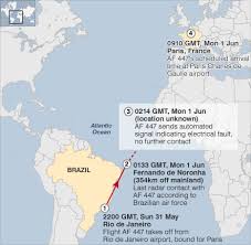 Map showing Flight AF 447