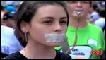 Monica Herrero protests Chavez closing down the television network that ... - ChavezStudentProtestCNN
