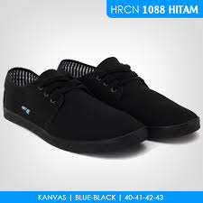 Grosir Sepatu Sneakers Murah Hitam Kanvas - HRCN 1088 HITAM ...
