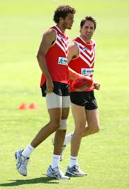 Zac Clarke and Luke McPharlin of the Dockers warm up during a Fremantle Dockers AFL training session at Fremantle Oval on November 16, 2009 in Perth, ... - Fremantle+Dockers+Training+Session+Yra8Et53SICl