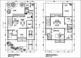 Denah Rumah Minimalis Modern 2 Lantai Type 45 � 90 � 100