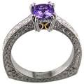 Engraved Tanzanite Ring in Platinum - Bijoux Extraordinaire