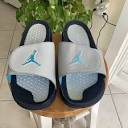 Nike Jordan Hydro V Retro Slides Navy Blue Turquoise Grey 555501 ...