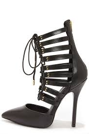 Steve Madden Sts Black Leather Lace-Up Heels | Lace Up Heels ...