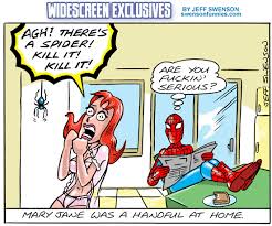 Spiderman and Mary Jane Cartoon by Jeff Swenson - widescreen_spidermanC