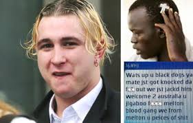 Above right: Ajang Gor, the victim. Left: Shane Psaila, one of the attackers. Below right: The racist text message sent to the victim&#39;s brother. - wr_sl_nat_bashing-420x0