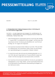 Parlamentarischer Untersuchungsausschuss: Anhörung von Dr. Karl Pröhl im August 2003. Portable Document Format ist das Original der Pressemitteilung Weitere ...