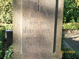 Grab von Maike Vries, de (geb. Wall, de) (1857-1921), Friedhof ... - mi124