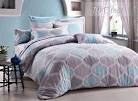 Rustic Wavy Shape in Grey and Light Blue Cotton 4 Piece Bedding ...