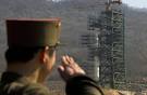 A North Korean soldier salutes