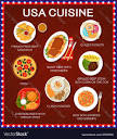 Usa food menu american cuisine dishes and meals Vector Image