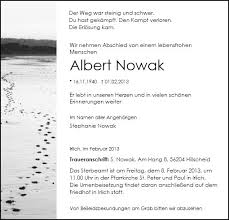 Anzeige für Albert Nowak