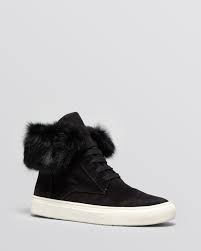 Vince Nyack Leather & Fur High-Top Sneakers in Black | Lyst