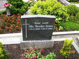 Grabstein von Otto Theodor Ennen (14.05.1923-24.05.1987), Friedhof. Häufige Nachnamen auf diesem Friedhof: Janssen (32) - Dannemann (27) - Dirks (23) ...