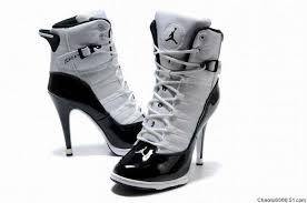 discount nike air jordan 6 ring high heels black white for women