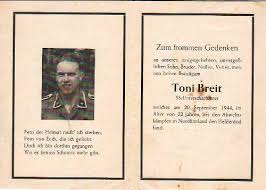 Totenbrief/SS-Unterscharführer Toni Breit 1944 Drittes Reich Münzen