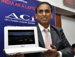 Hirji Patel, Chairman, Allied Computers International (Asia), at a press conference in Mumbai on Wednesday. Photo: Sashi Ashiwal - TH28_BU_ACI_LAPTOP_1126740f