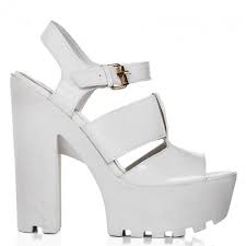 Buy FIJI Block Heel Cleated Sole Platform Sandal Shoes White ...