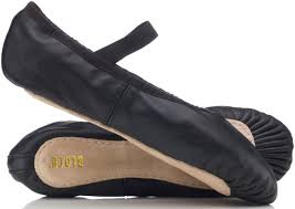 Black leather ballet shoes with pre-sewn elastic, by Bloch by ...