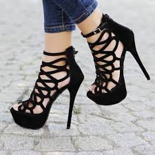 Sexy Black Butterfly Cut-Outs Ankle Strap High Heel Shoes 10844804 ...