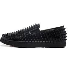 Cheap Christian Louboutin Roller-Boat Spikes Leather Mens Flat ...