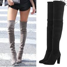 2015 European Hot Sale Suede Leather Thigh High Boots Women Gray ...