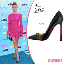 Katie Cassidy in Christian Louboutin Pigalle Black Leather Pumps ...