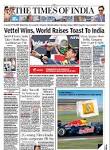 The front page of the <I>Times of India</I> | Indian Grand Prix.