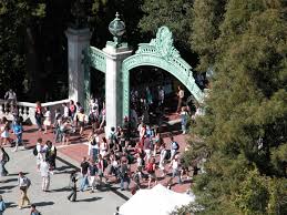 photo of students walking through Sather gate