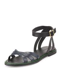 See by Chloe Two Tone Leather Flat Sandal Blacknavy | Where to buy ...