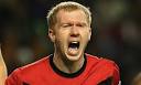 Paul Scholes in one of his more outgoing moods. Photograph: Lindsey Parnaby/ ... - Paul-Scholes-001