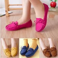 Women Bow Knot Moccasin Suede Slippers Slip On Round Toe Flat ...