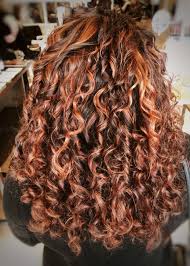 copper curls balayage hairstyle with long hair