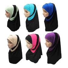 Soft New Style 2 Piece Amira Hijab Headscarf Pullover Muslim Hijab ...