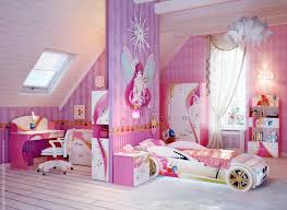 Cheerful Attic Pink And Purple Teenage Girls Bedroom Design With ...