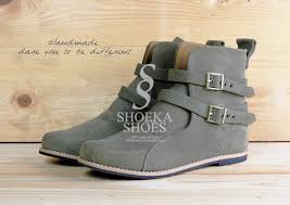 Sepatu Boot Wanita Double Belt Boots Abu Abu - Jual Sepatu Boot ...