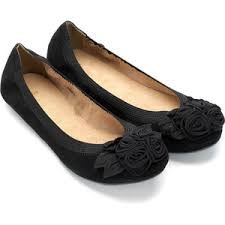 Monsoon Black Rose Corsage Suede Ballerina Shoes - Polyvore