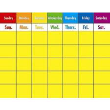 image ot a colourful chart, with days of the week