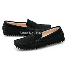 Stylish Men Flat House Shoes Black Suede Casual Male Driving ...