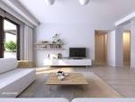 Bathroom. Clean White Apartment Design Modern White Sofa Wooden ...
