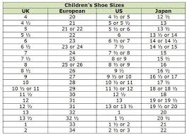 Children's Shoes Size Conversion Chart