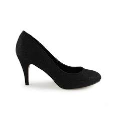 Buy Paco Mena Black Sparkling Mid Heel Court Shoe