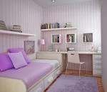 Bedroom purple white kids room layout floor space , Interior ...