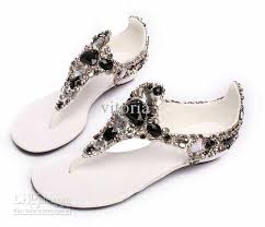 Rome Women Bright Crystal Sandal Wedge Heel Sandals Flip Flops ...