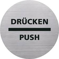 Image result for helit Piktogramm "DRÜCKEN/PUSH", Durchmesser: 115 m, silber