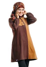 Busana Muslim Wanita (Blus) Model 63 Coklat Kopi - Lanjar