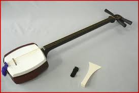 Shamisen, also known as San-sen. One of the traditional musical instruments.